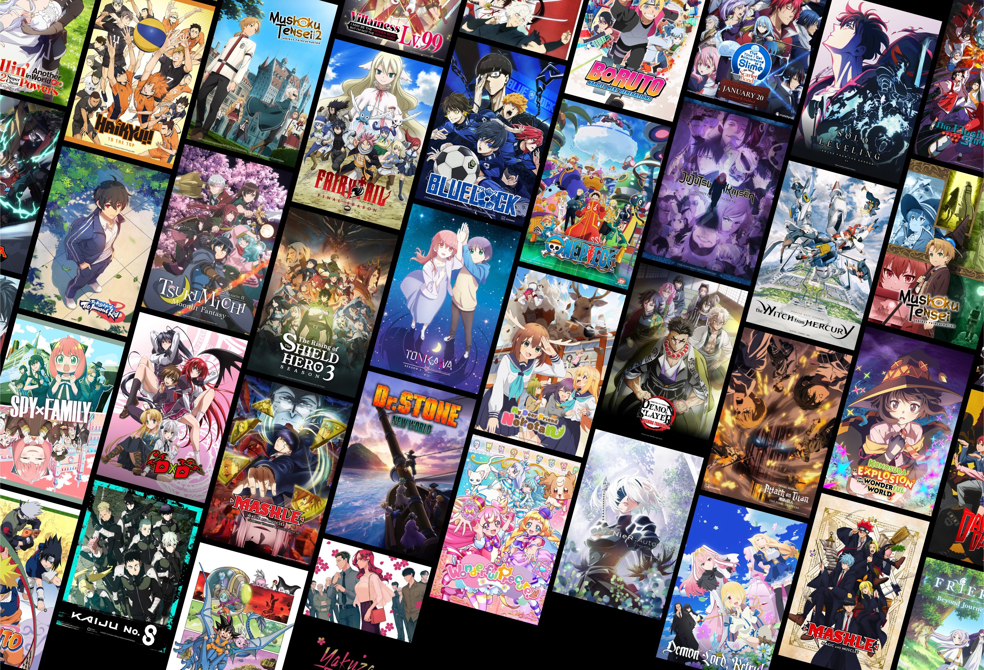 Grid of anime covers used by the recommender system